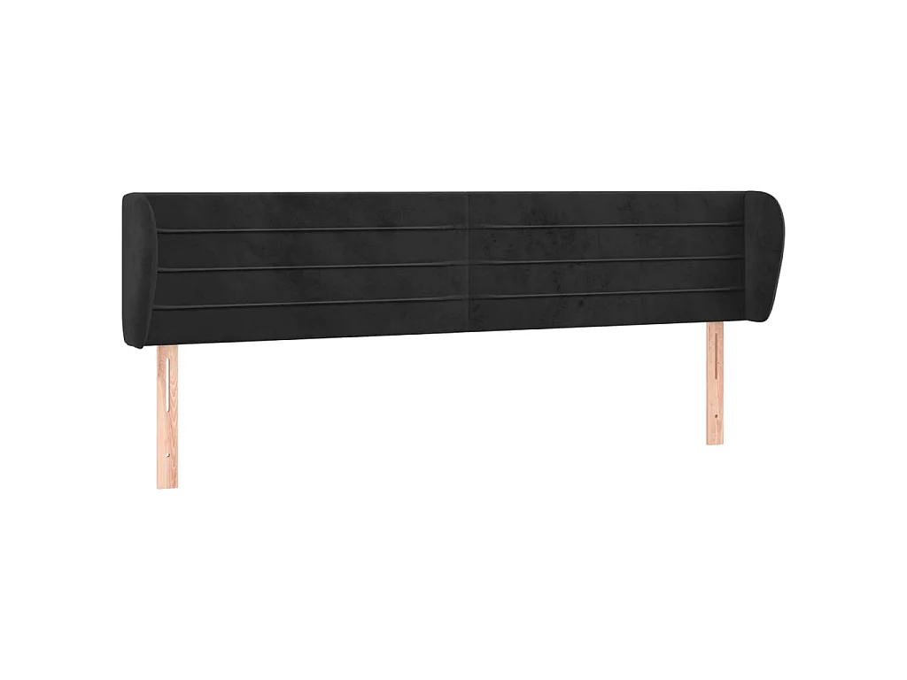 Tête de lit avec oreilles Noir 163x23x78/88 cm Velours