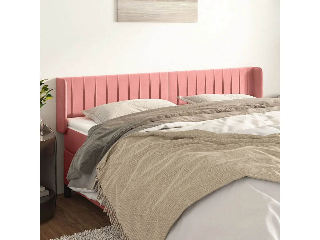 Tête de lit avec oreilles Rose 183x16x78/88 cm Velours