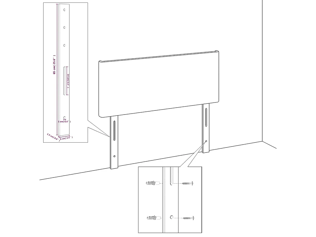 Hoofdbord zwart 80x5x118/128 cm fluweel