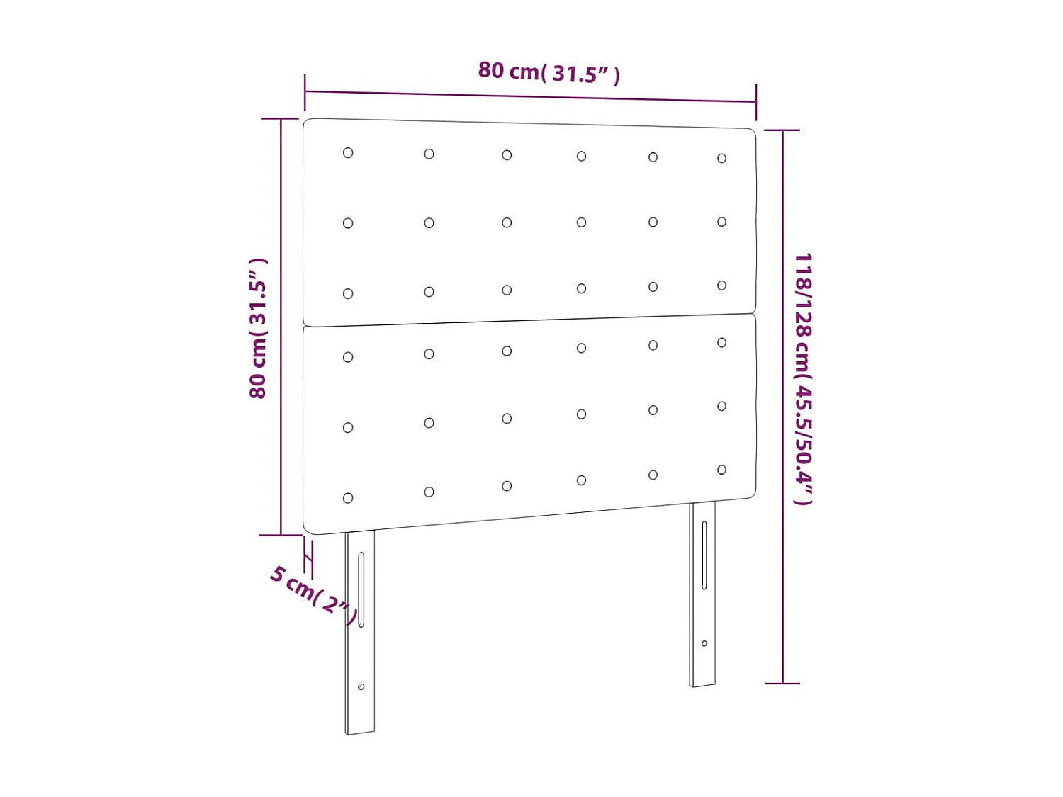 Tête de lit Crème 80x5x118/128 cm Tissu