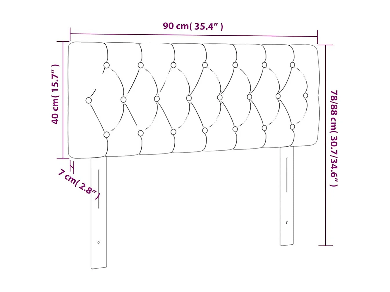 Tête de lit Vert foncé 90x7x78/88 cm Velours