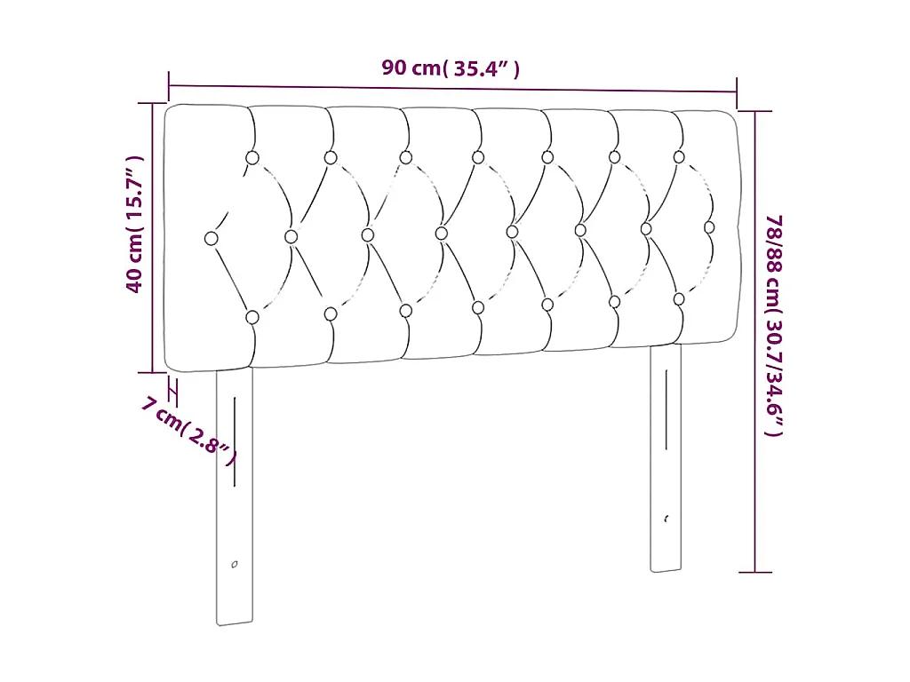 Tête de lit Vert foncé 90x7x78/88 cm Velours