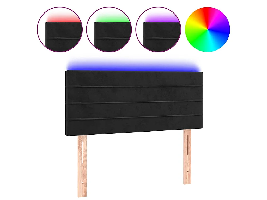 Hoofdbord LED 90x5x78/88 cm fluweel zwart