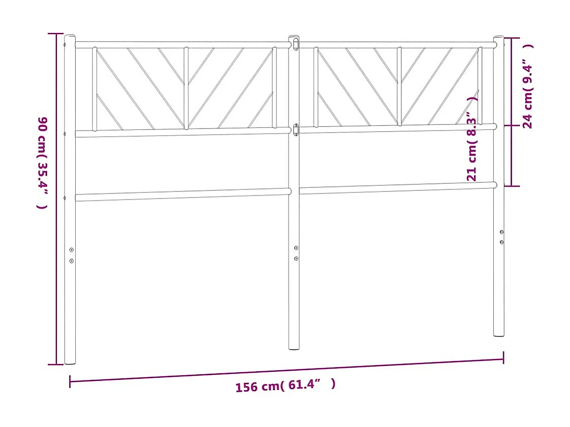 Testiera in Metallo Nero 150 cm