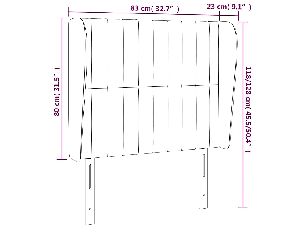 Tête de lit avec oreilles Taupe 83x23x118/128 cm Tissu