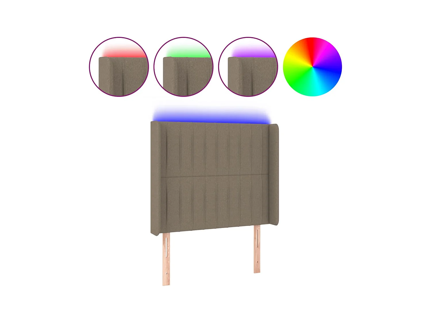 LED Kopfteil Taupe 83x16x118/128 cm Stoff