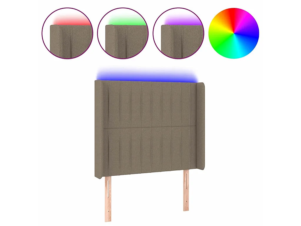Tête de lit à LED Taupe 83x16x118/128 cm Tissu