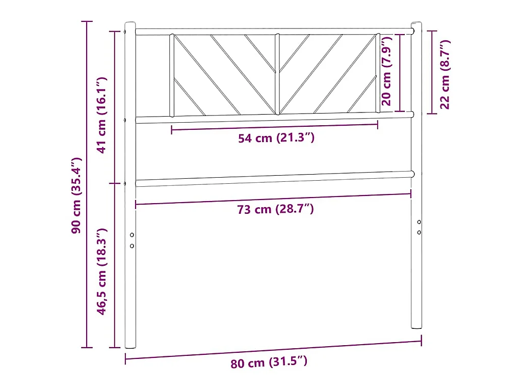 Tête de lit de remplacement métal blanc 75 cm