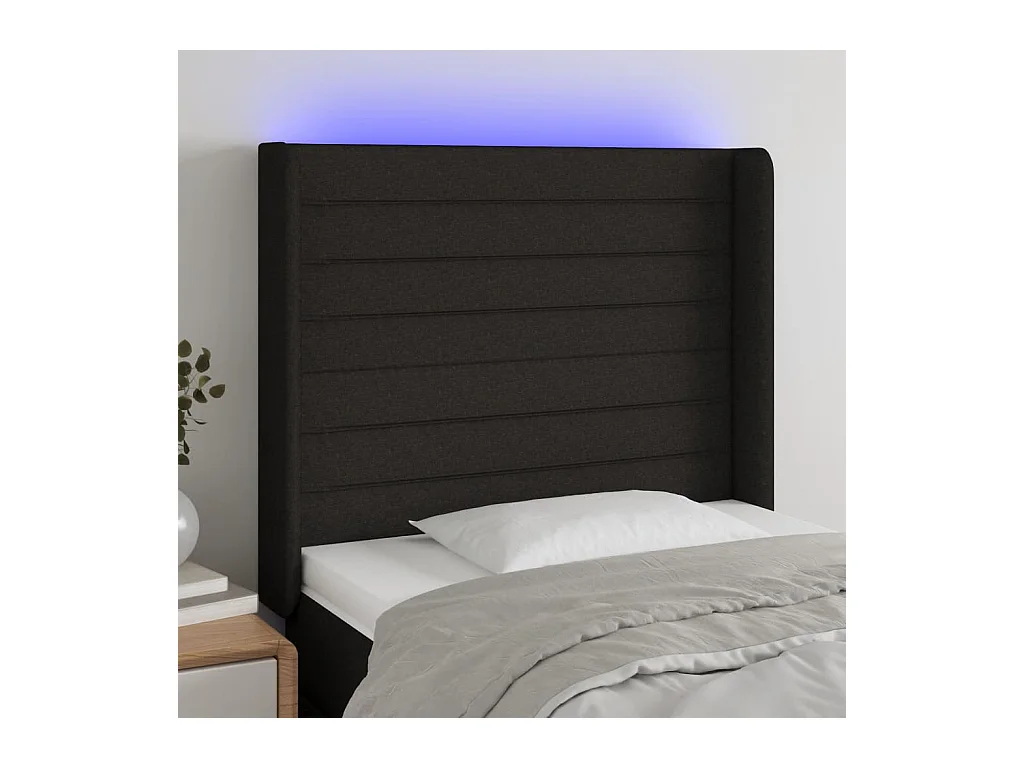 Tête de lit à LED Noir 93x16x118/128 cm Tissu
