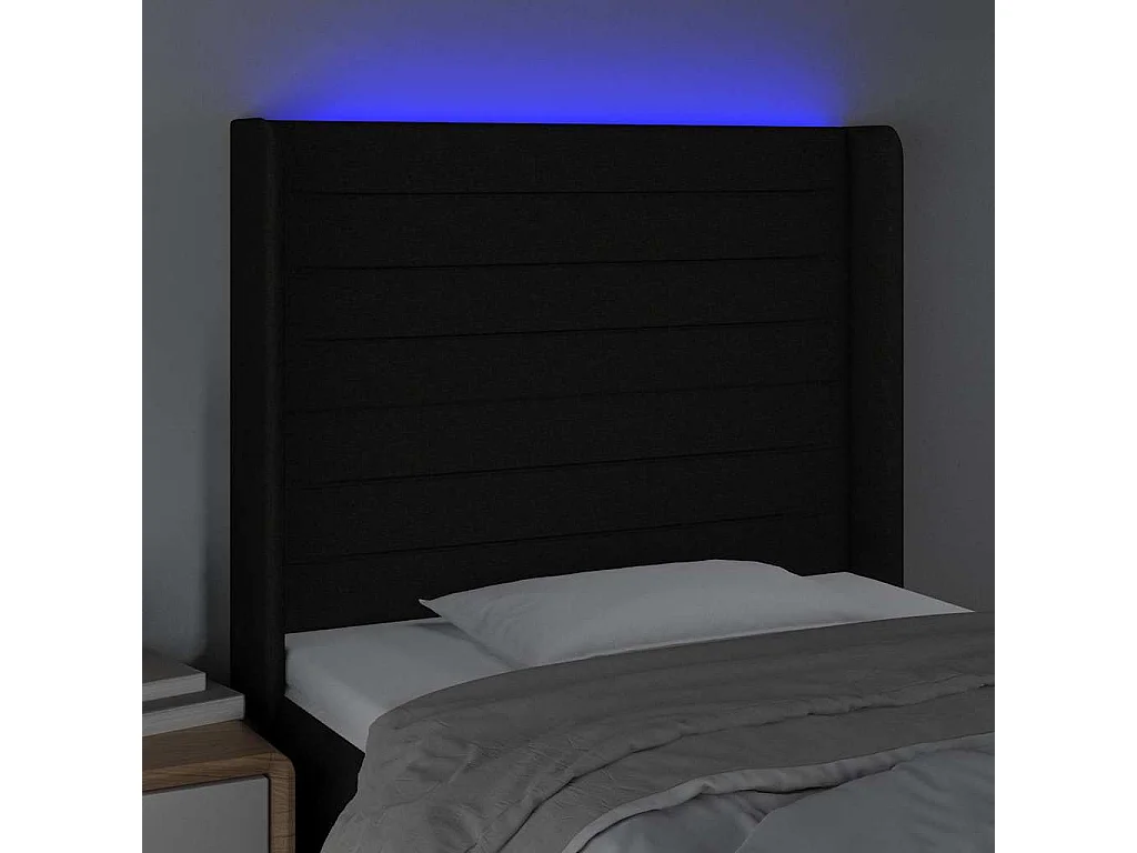 Tête de lit à LED Noir 93x16x118/128 cm Tissu