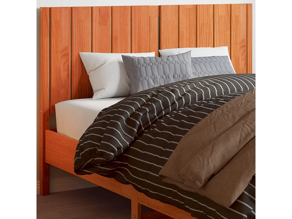 Cabecero de cama madera maciza de pino marrón cera 135 cm