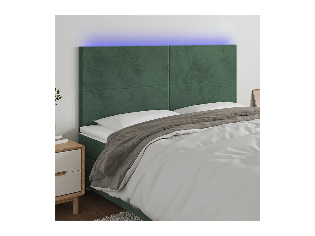 Tête de lit à LED Vert foncé 160x5x118/128 cm Velours