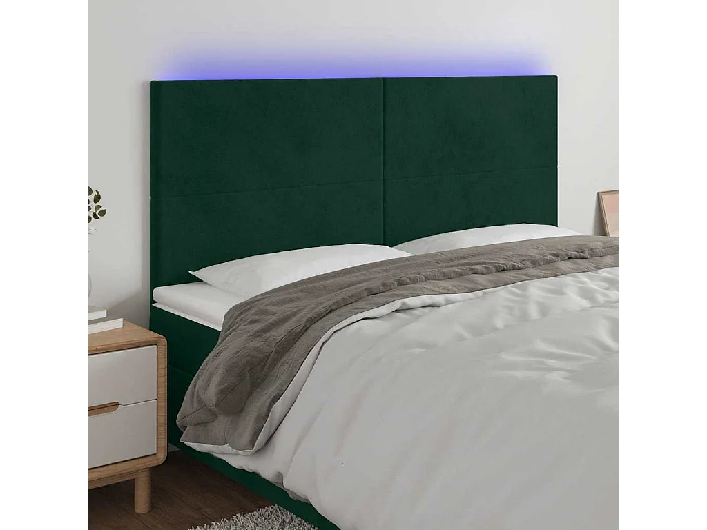 Hoofdbord LED 160x5x118/128 cm fluweel donkergroen