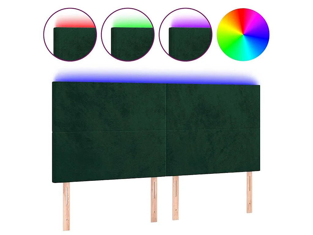 Tête de lit à LED Vert foncé 160x5x118/128 cm Velours