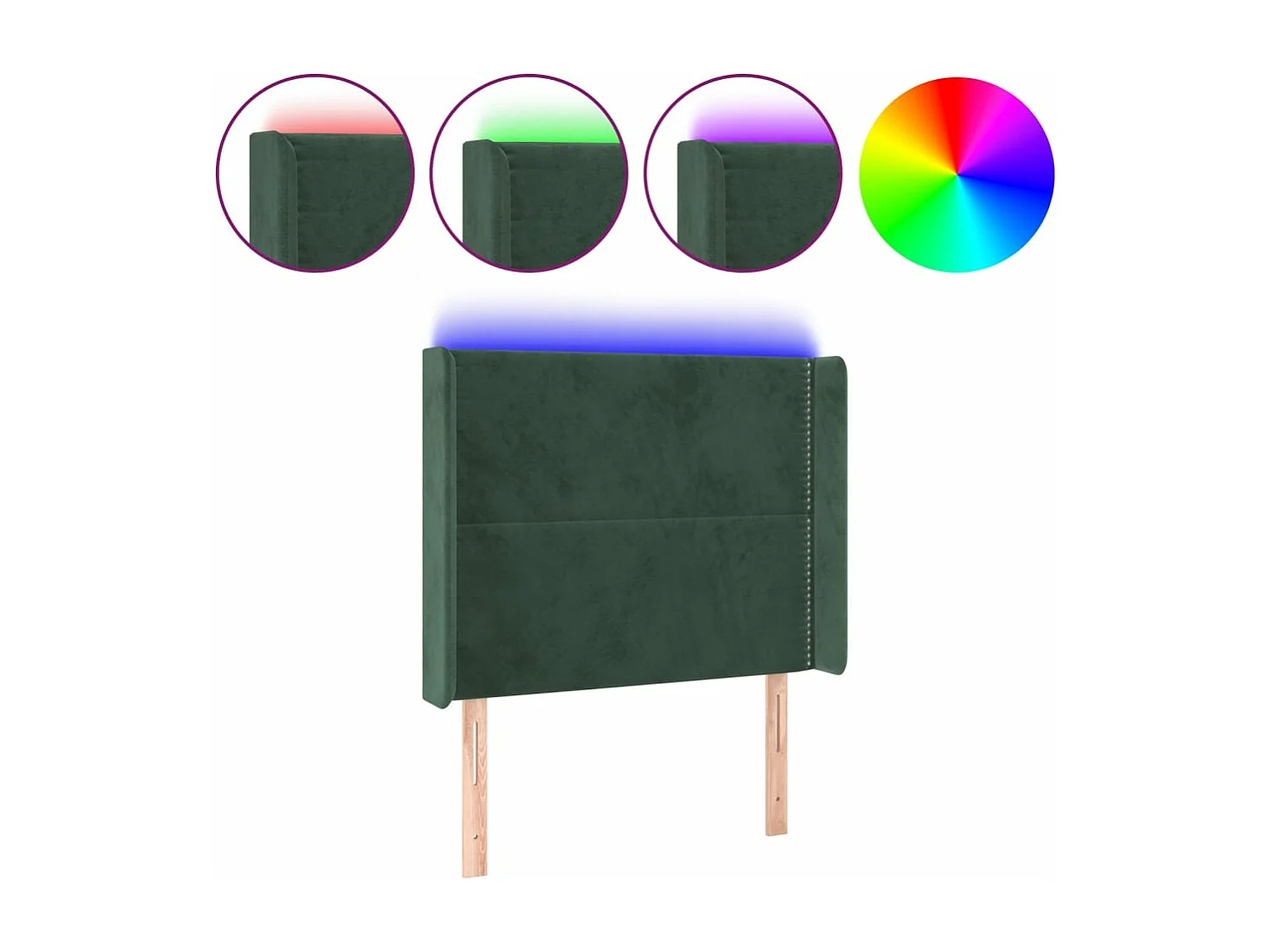 Tête de lit à LED Vert foncé 83x16x118/128 cm Velours