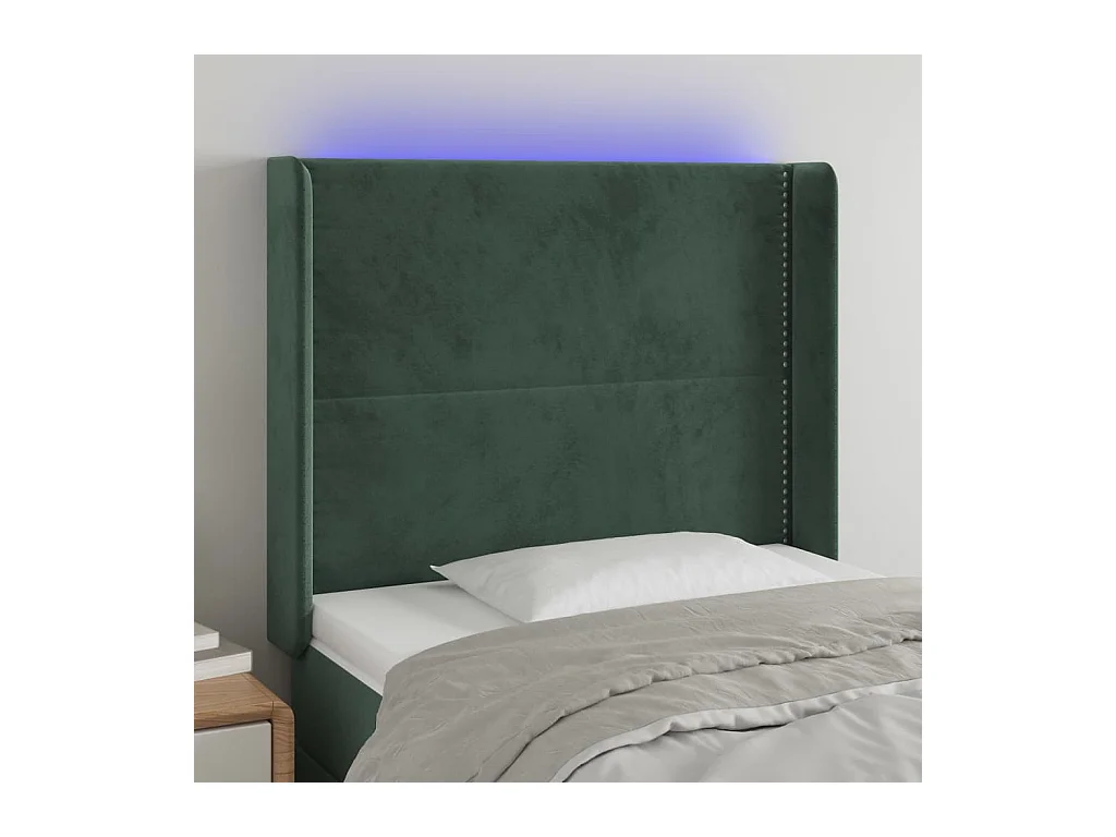 Tête de lit à LED Vert foncé 83x16x118/128 cm Velours