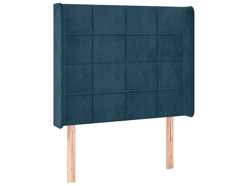 Tête de lit avec oreilles Bleu foncé 83x16x118/128 cm Velours