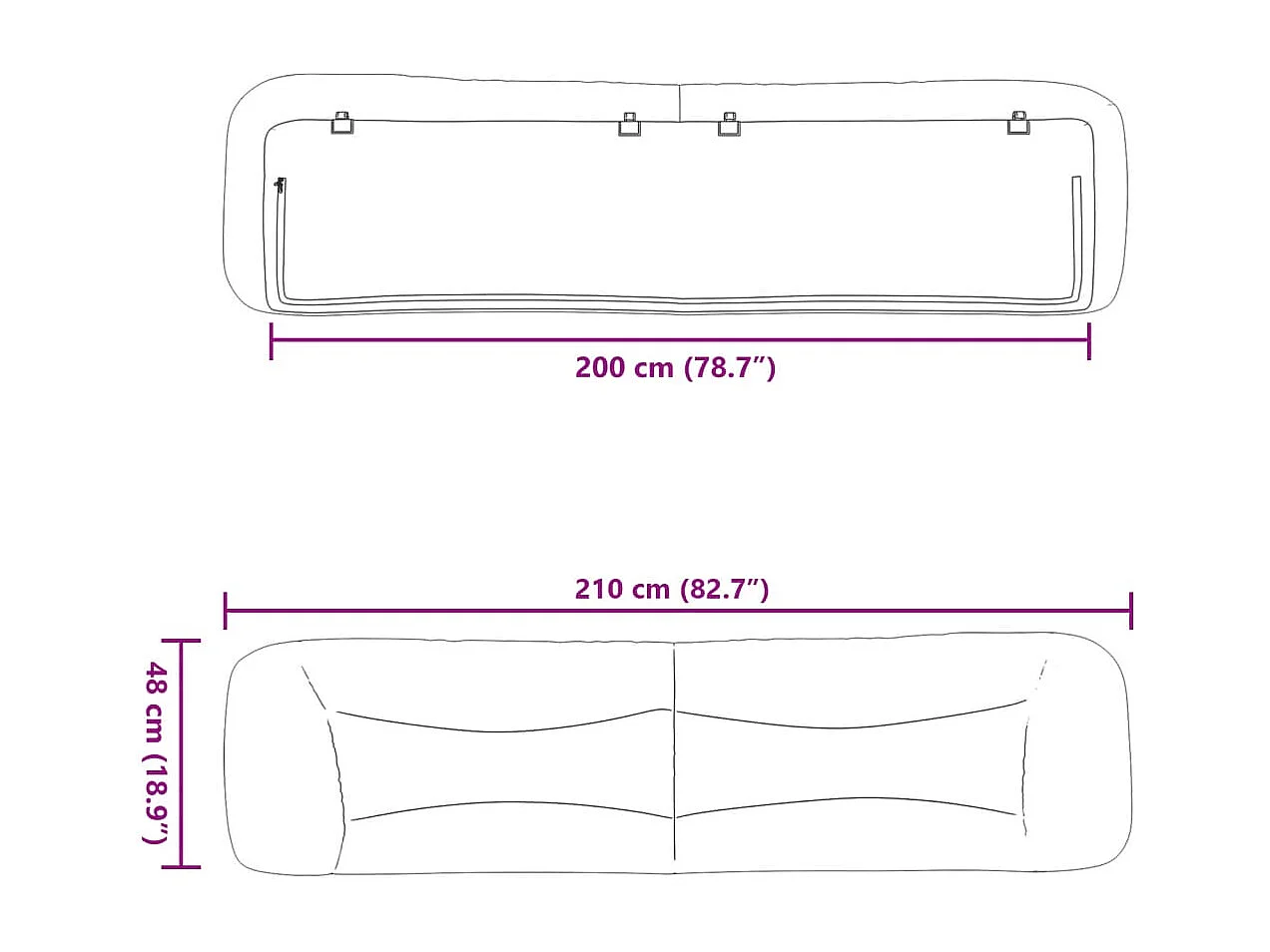 Coussin de tête de lit Hvar crème 200 cm tissu