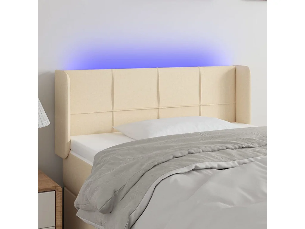Testiera a LED Crema 83x16x78/88 cm in Tessuto
