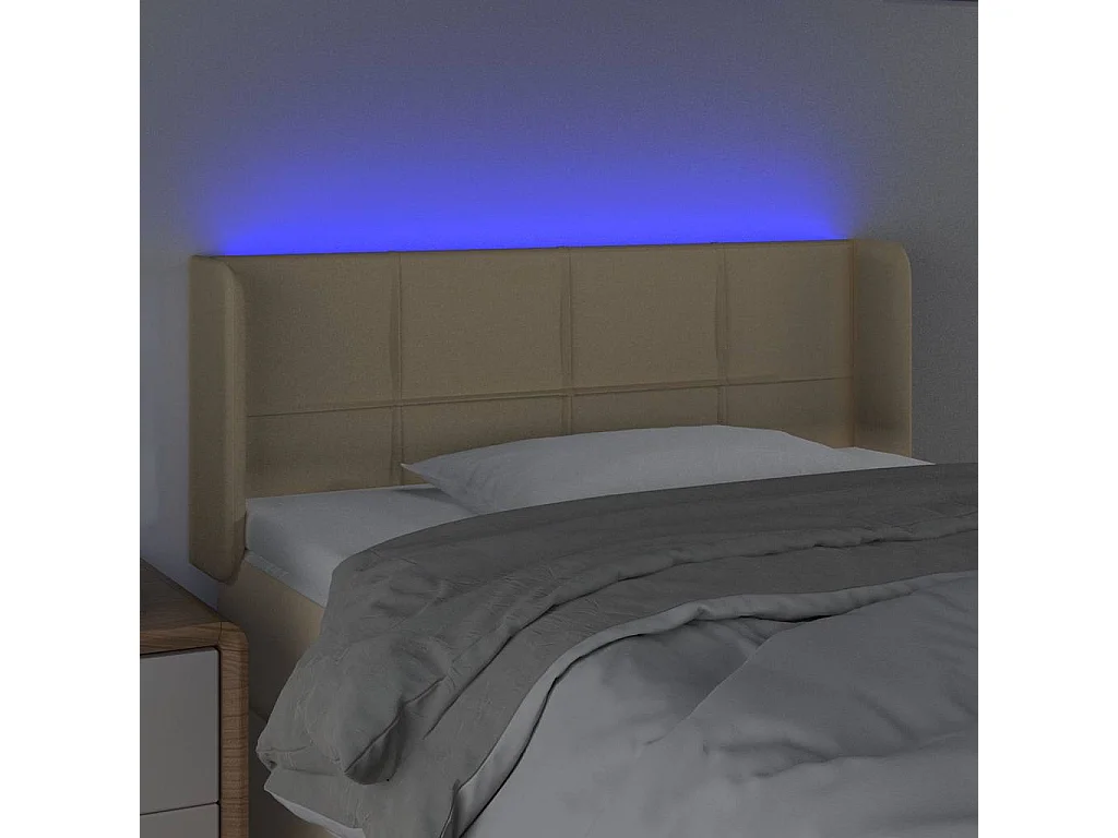 Tête de lit à LED Crème 83x16x78/88 cm Tissu