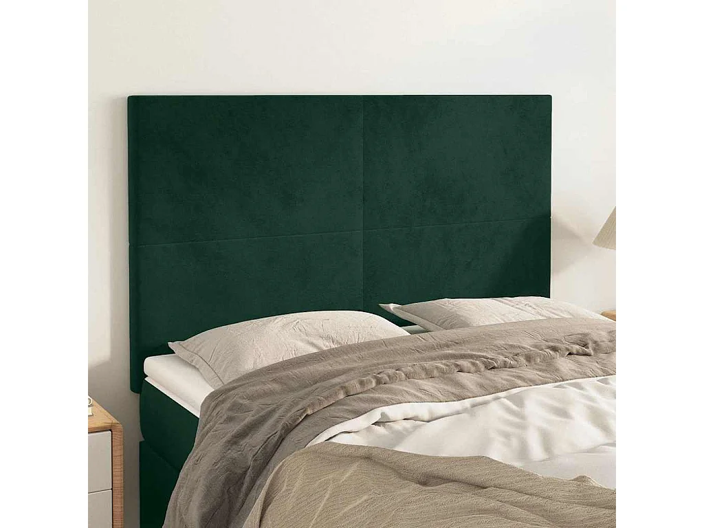 Cabecero Terciopelo Verde Oscuro 144x5x118/128 cm