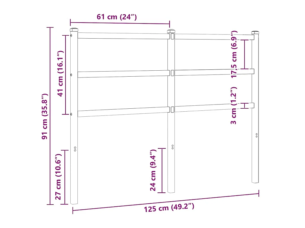 Tête de lit de remplacement métal blanc 120 cm