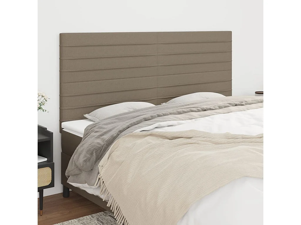 Tête de lit Taupe 200x5x118/128 cm Tissu