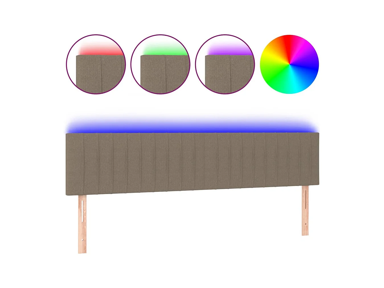 LED Kopfteil Taupe 160x5x78/88 cm Stoff