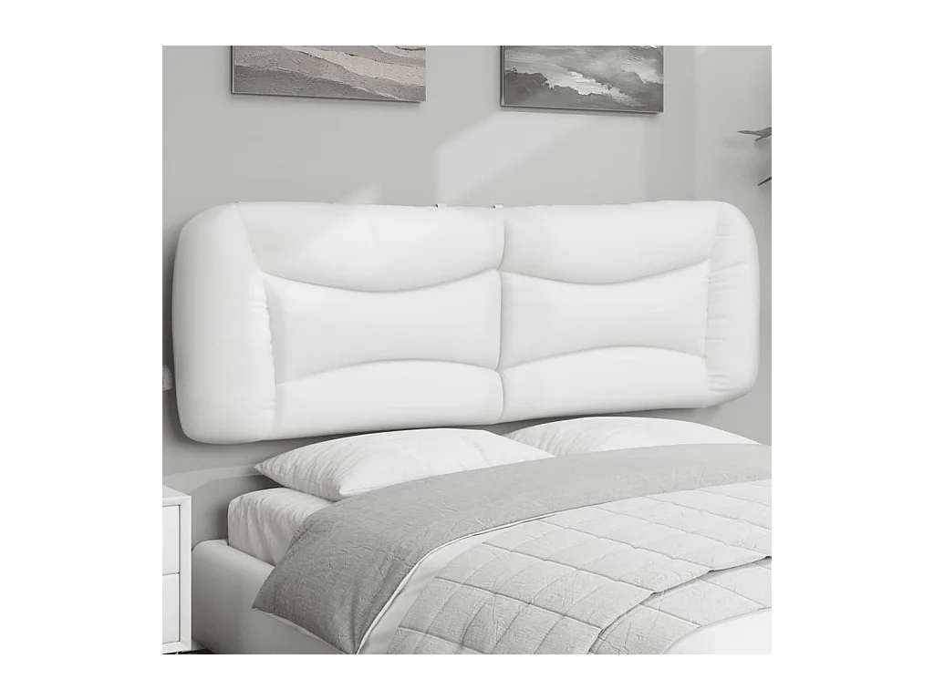 Coussin de tête de lit blanc 160 cm similicuir