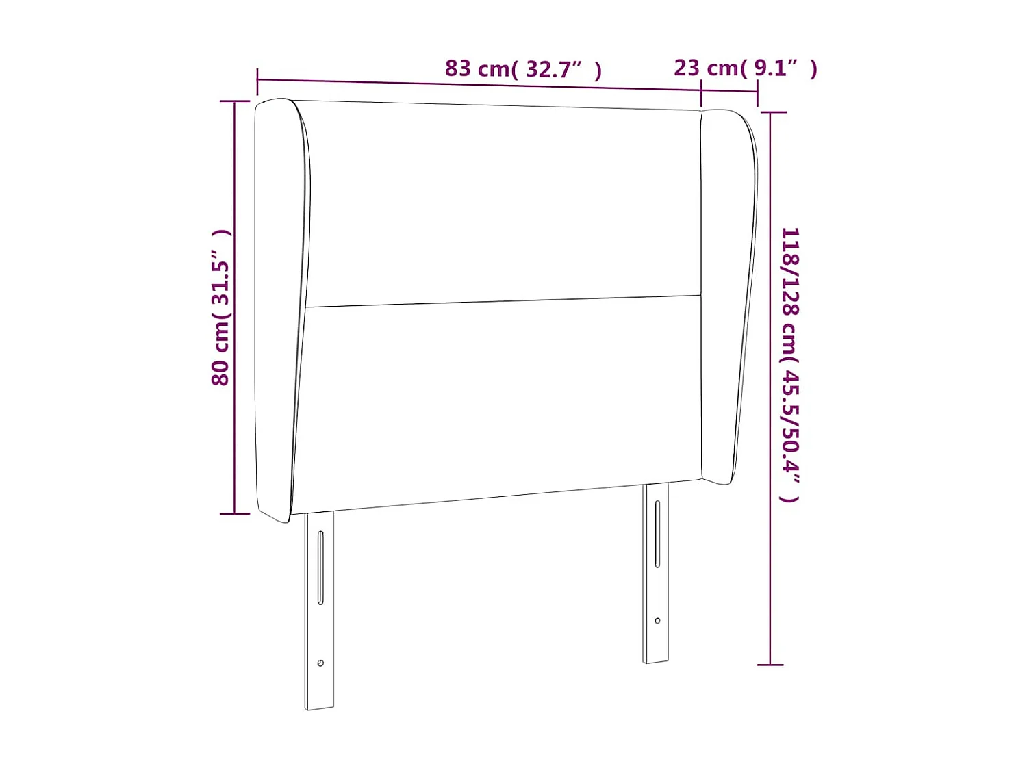 Tête de lit avec oreilles Vert foncé 83x23x118/128 cm Velours