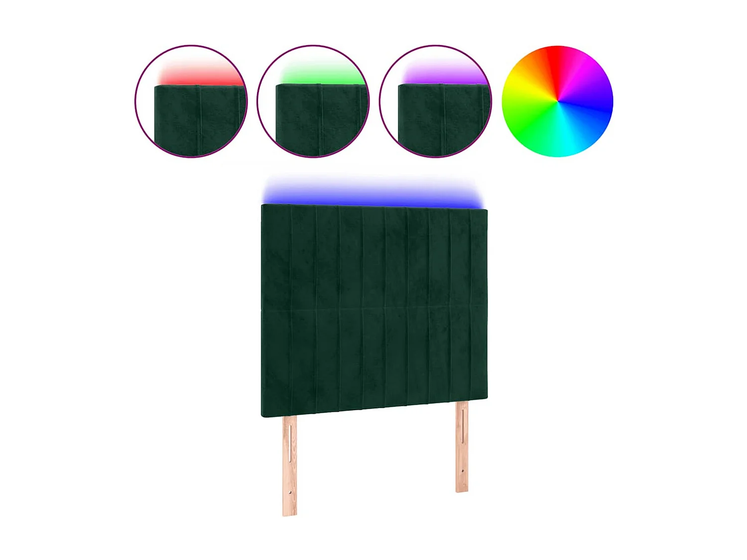 LED Kopfteil Dunkelgrün 80x5x118/128 cm Samt