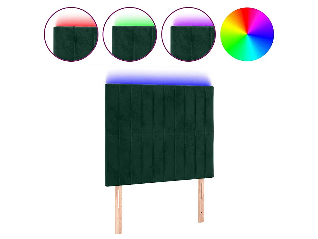 Tête de lit à LED Vert foncé 80x5x118/128 cm Velours