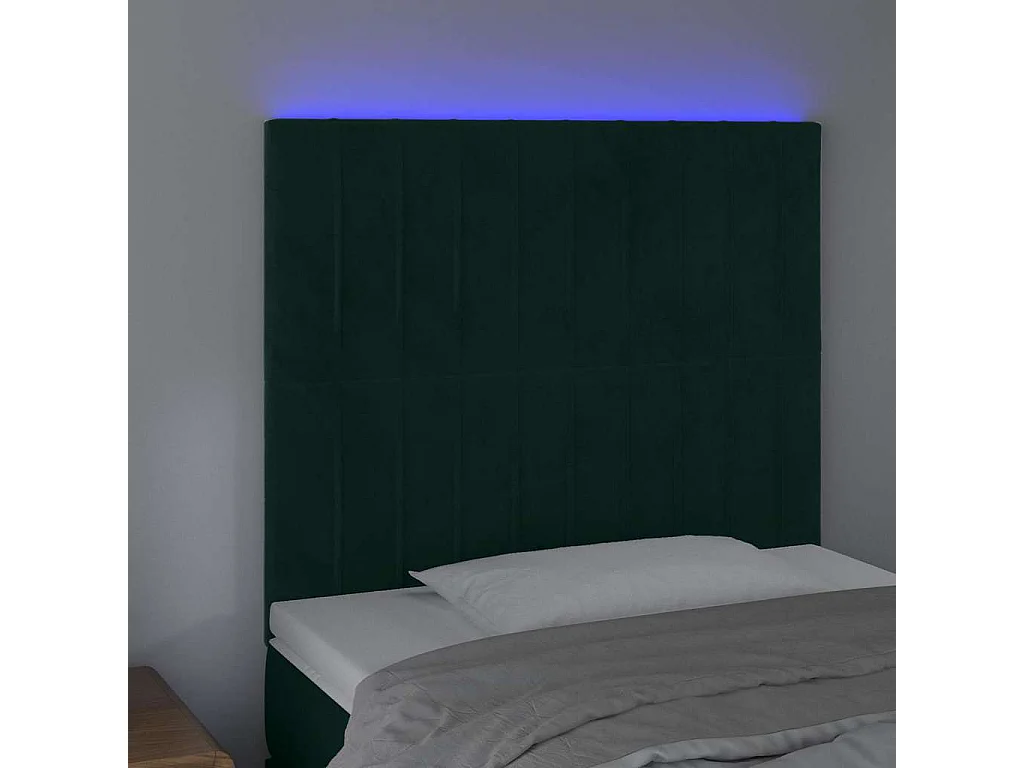 Tête de lit à LED Vert foncé 80x5x118/128 cm Velours
