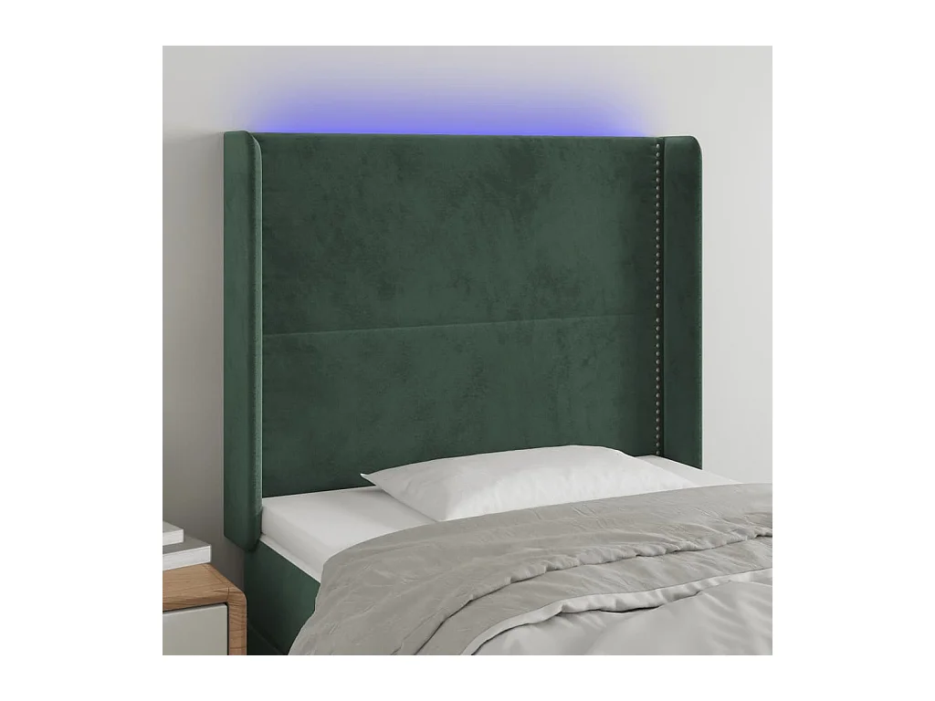 Tête de lit à LED Vert foncé 93x16x118/128 cm Velours