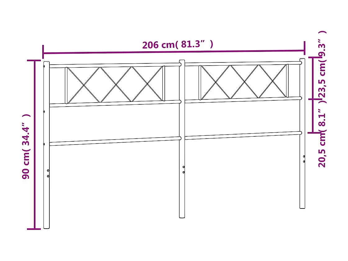 Tête de lit métal blanc 200 cm