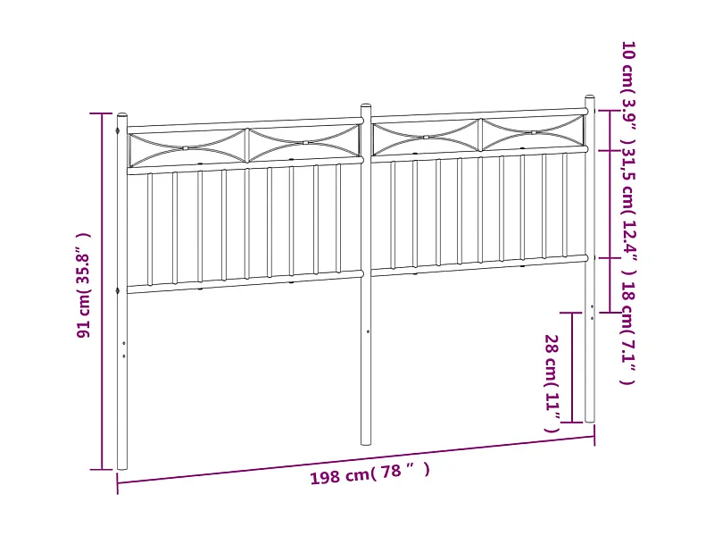 Kopfteil Metall Schwarz 193 cm