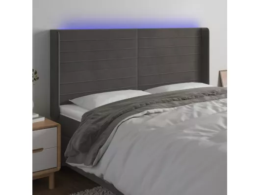 Kauf Unique LED Kopfteil Dunkelgrau 183x16x118/128 cm Samt