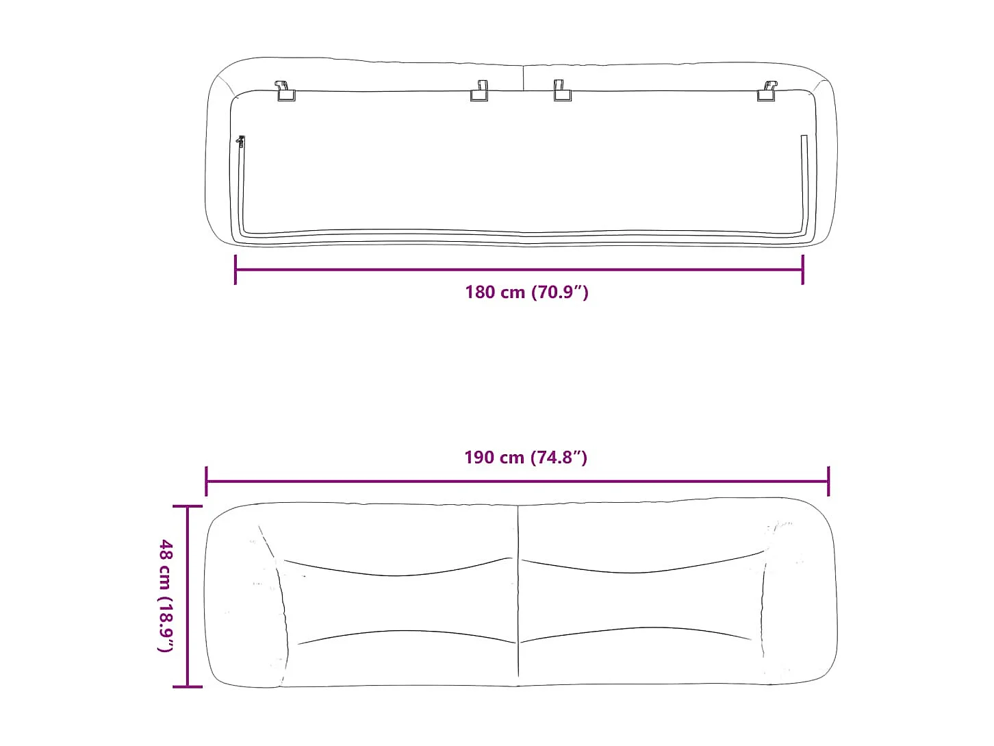 Coussin de tête de lit Hvar crème 180 cm tissu