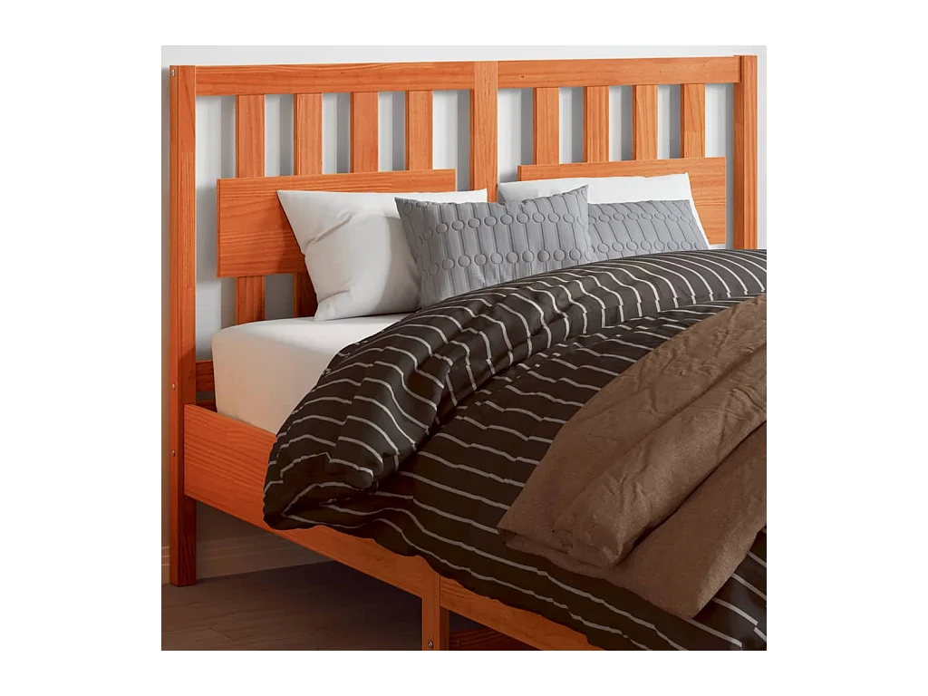 Tête de lit cire marron 135 cm bois massif de pin