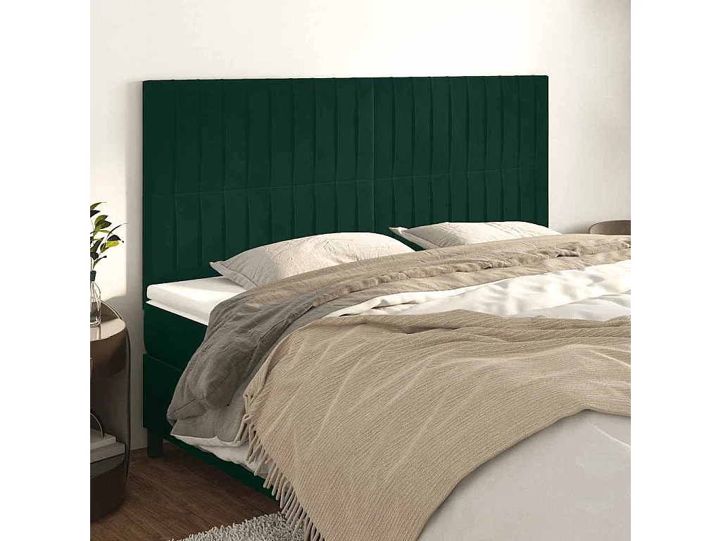 Hoofdbord donkergroen 160x5x118/128 cm fluweel