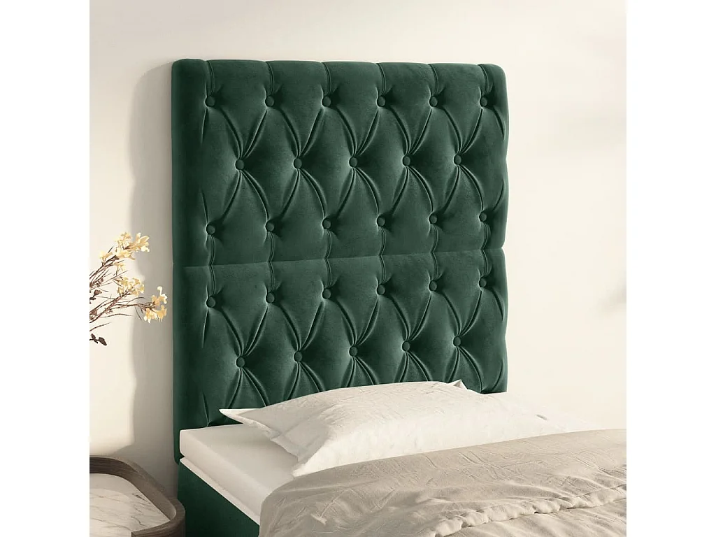 Tête de lit Vert foncé 80x7x118/128 cm Velours