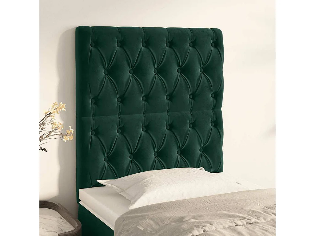 Tête de lit Vert foncé 80x7x118/128 cm Velours