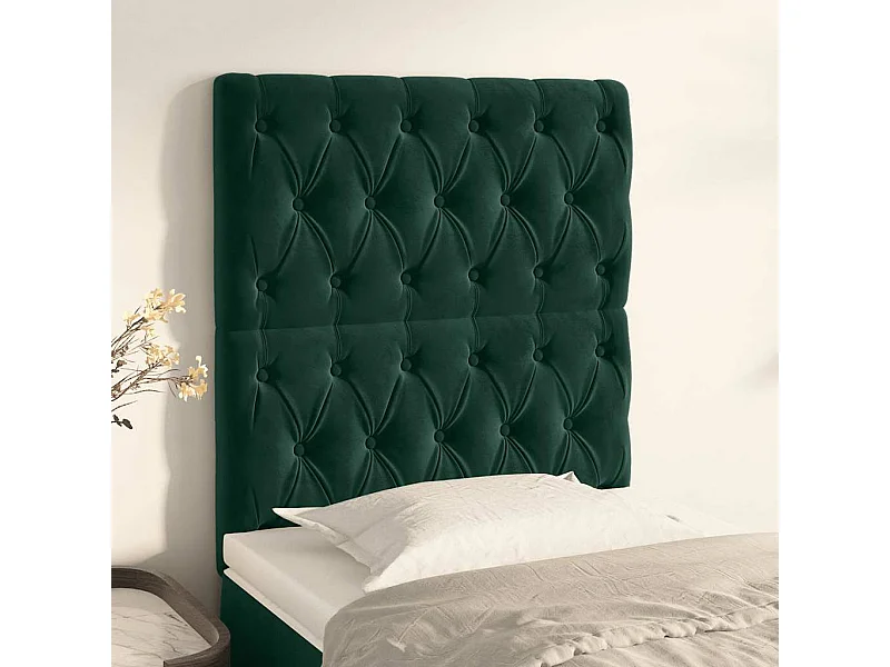 Tête de lit Vert foncé 80x7x118/128 cm Velours