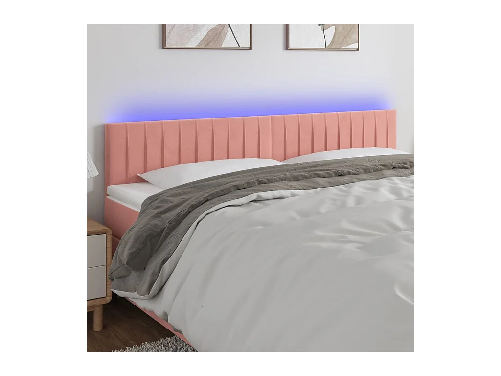 Hoofdbord LED 180x5x78/88 cm fluweel roze