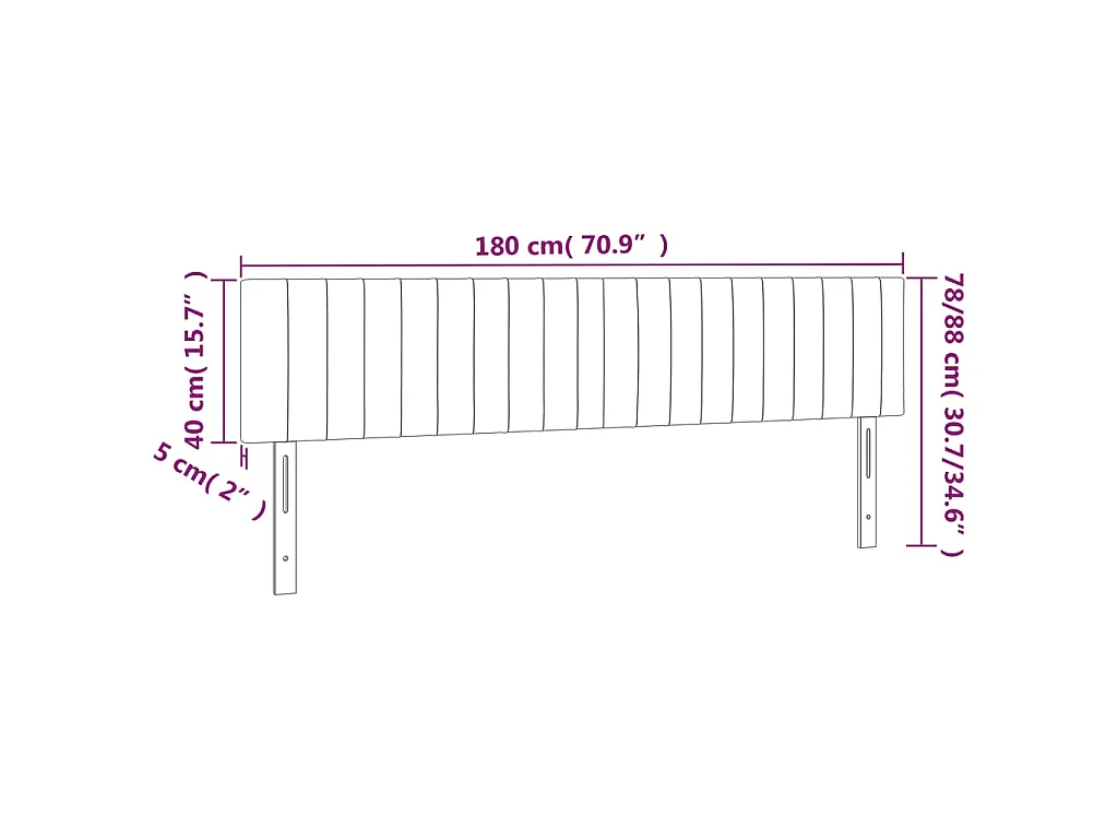 Tête de lit à LED Rose 180x5x78/88 cm Velours