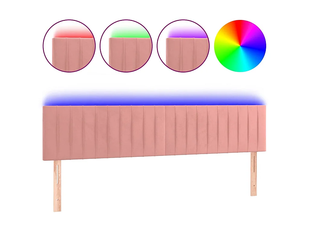 Tête de lit à LED Rose 180x5x78/88 cm Velours