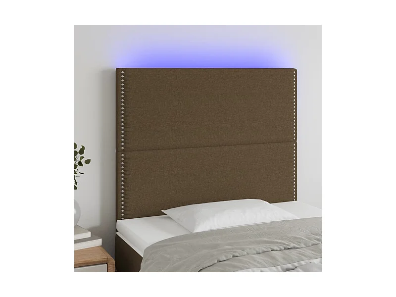 Tête de lit à LED Marron foncé 80x5x118/128 cm Tissu