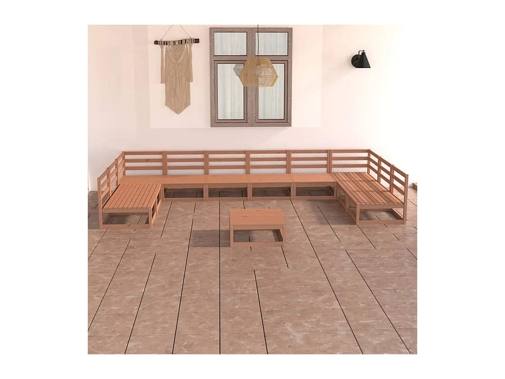 Set Divani da Giardino 11 pz in Legno Massello di Pino