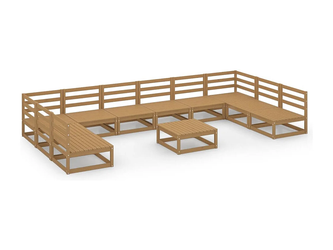 Salon de jardin 11 pcs bois de pin massif