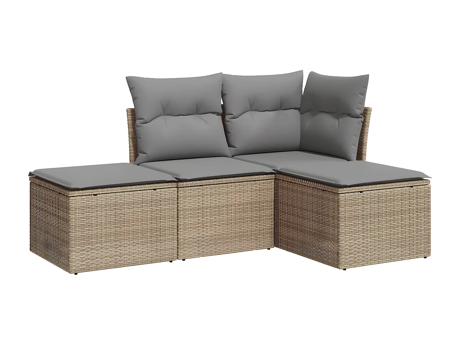 4-tlg. Garten-Sofagarnitur mit Kissen Beige Poly Rattan